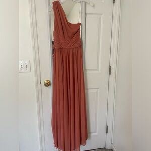 David's Bridal One-Shoulder Chiffon Dress in Sedona